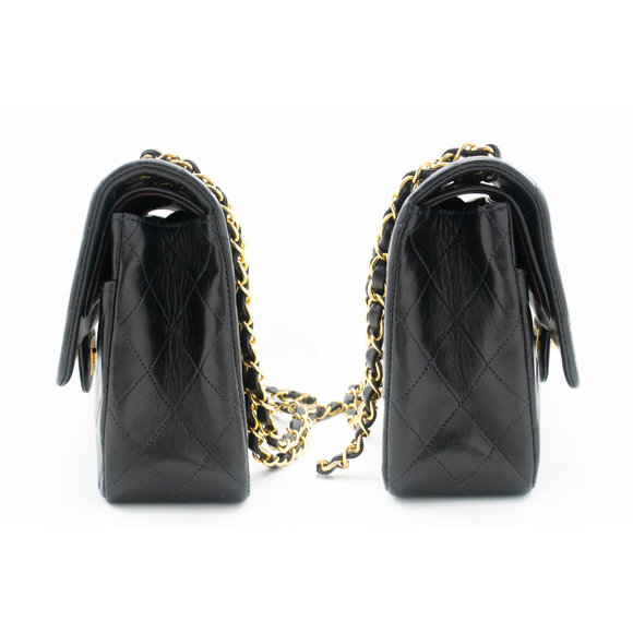 CHANEL Classic Double Flap 10" Chain Shoulder Bag Black Lambskin - Picture 5 of 10